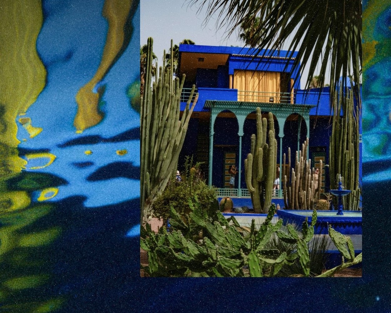 La villa bleue du jardin Majorelle et ses reflets